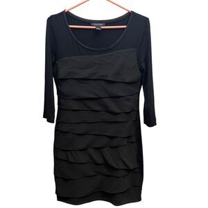 White House Black Market Black Ruffle Tiered Bodycon Dress Womens Sz.‎ Small